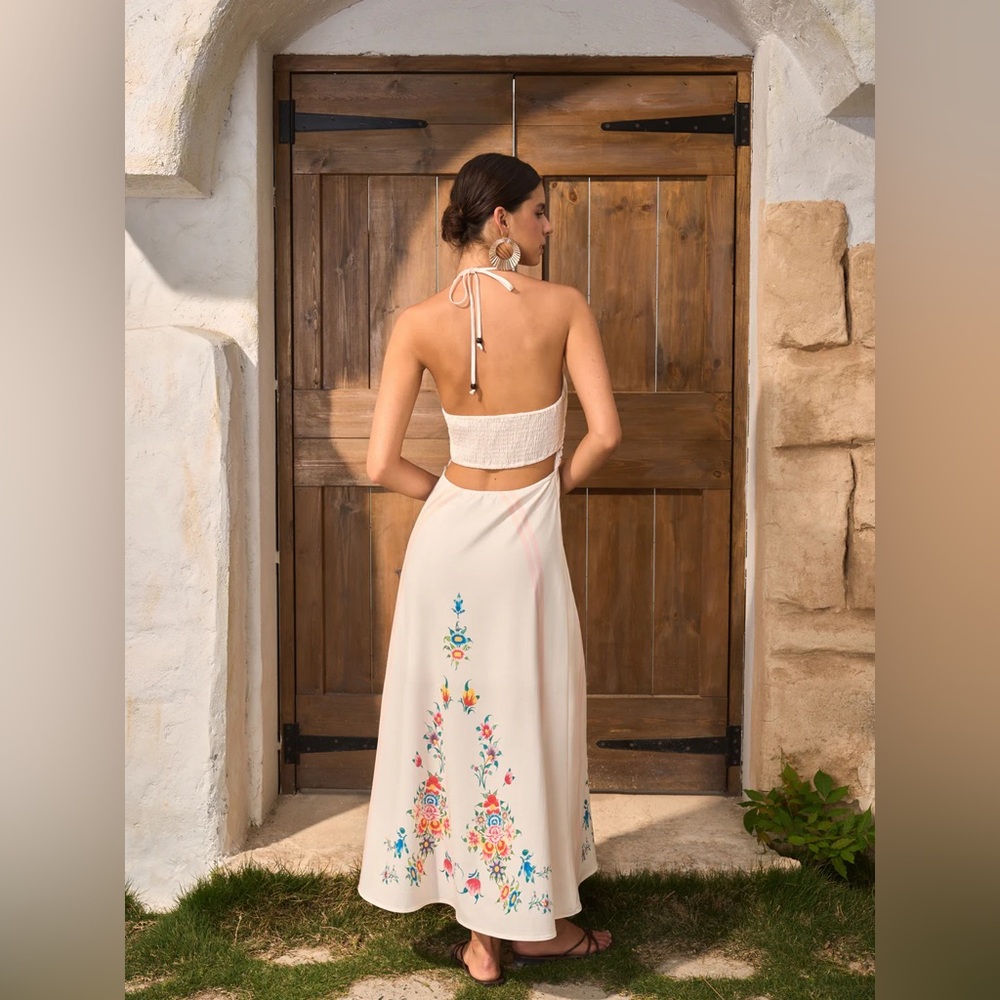 Floral Print Backless Halter Dress - Commense - Picture 6 of 6